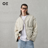 ORGANIC EMOTION无领撞色绗缝羽绒服轻薄防泼水日系简约厚外套OE