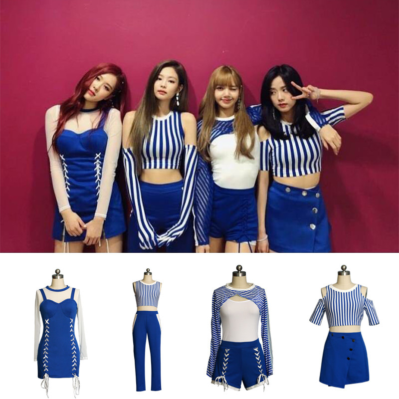 blackpink韩国女团打歌服爵士嘻哈舞台商演出服露跻表演运动套装