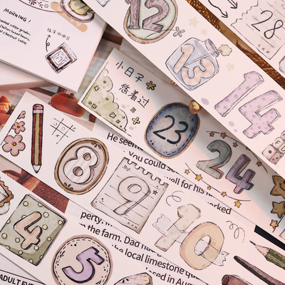 小白家文创盐铺新品数一数复古盐系数字母和纸PET切模手帐胶带
