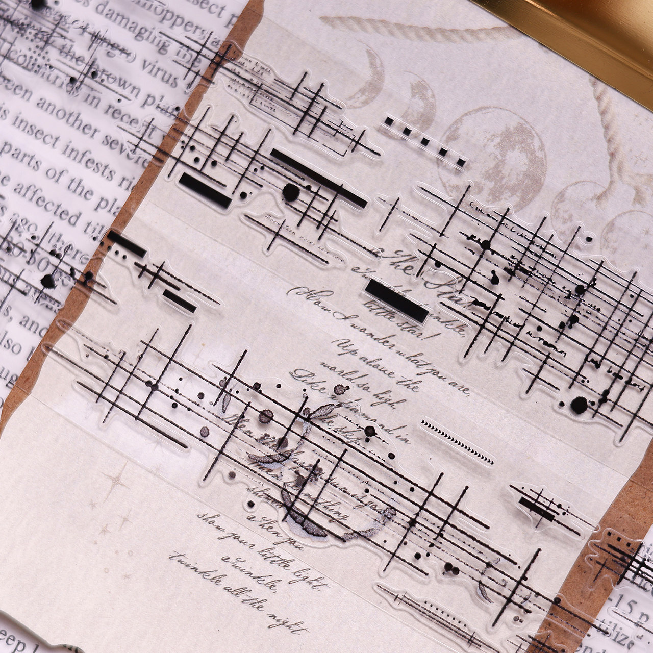 小白家文创新品淡墨线集复古和纸pet切模百搭打底格子胶带包邮