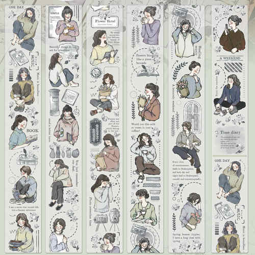 人物手帐胶带小白家文创轻复古