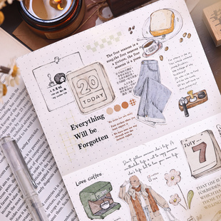 小白家文创盐铺冬日记忆轻复古盐系简约人物小物和纸PET手帐胶带