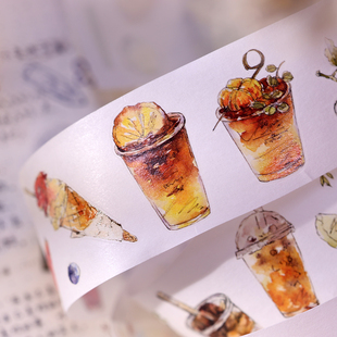 小白家文创盐铺新品清凉一夏复古盐饮品奶茶和纸PET模切手帐胶带