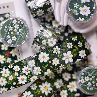 小白家文创盐铺新品【绿野】轻复古盐系小花百搭打底和纸手帐胶带