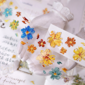小白家文创盐铺浅盐花町轻复古盐系小花百搭和纸pet切模手帐胶带