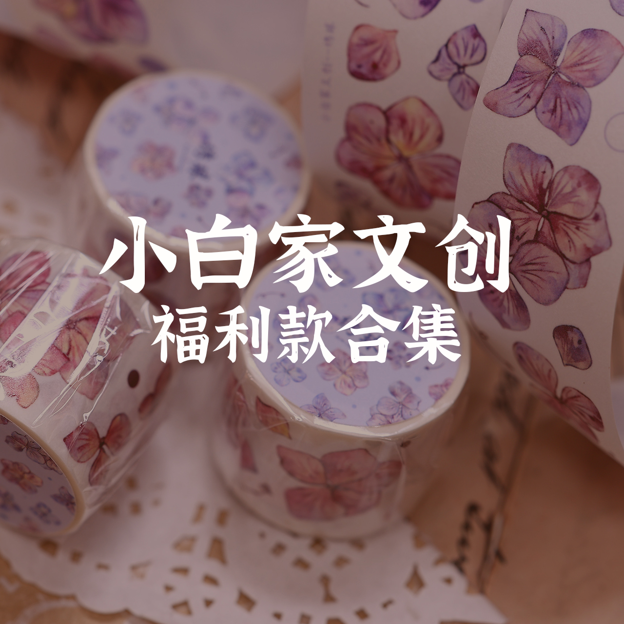 小白家文创新手初学福利款复古花卉人物盐系模切打底胶带和纸pet
