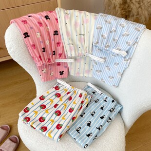 纯棉双层纱布孕妇睡裤长裤大码200斤薄款高腰腰围可调产后家居裤