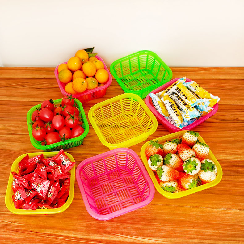 迷你小号厨房沥水收纳筐正方形塑胶塑料豆腐蘑菇水果草莓包装篮子