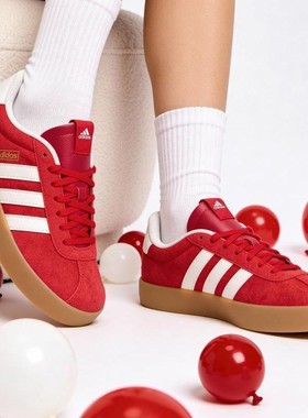 阿迪达斯adidas女款VL COURT 3红色运动休闲百搭德训鞋板鞋KI5079