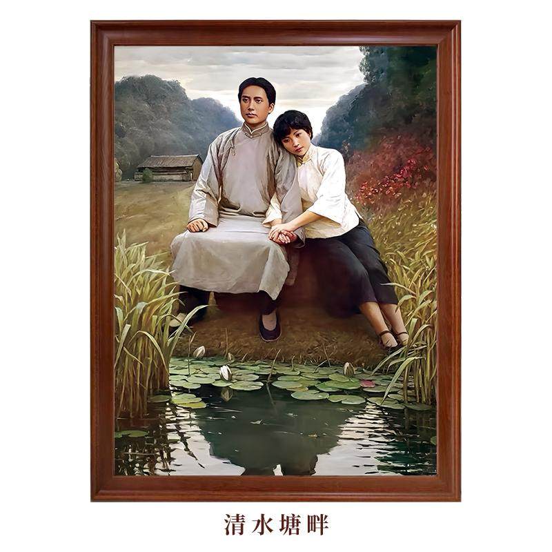 清水塘畔-极简山水画背景墙客厅书房卧室老人房实木框墙面装饰画,家居饰品,现代装饰画,淘宝优惠券,粉丝福利购,淘宝优惠卷