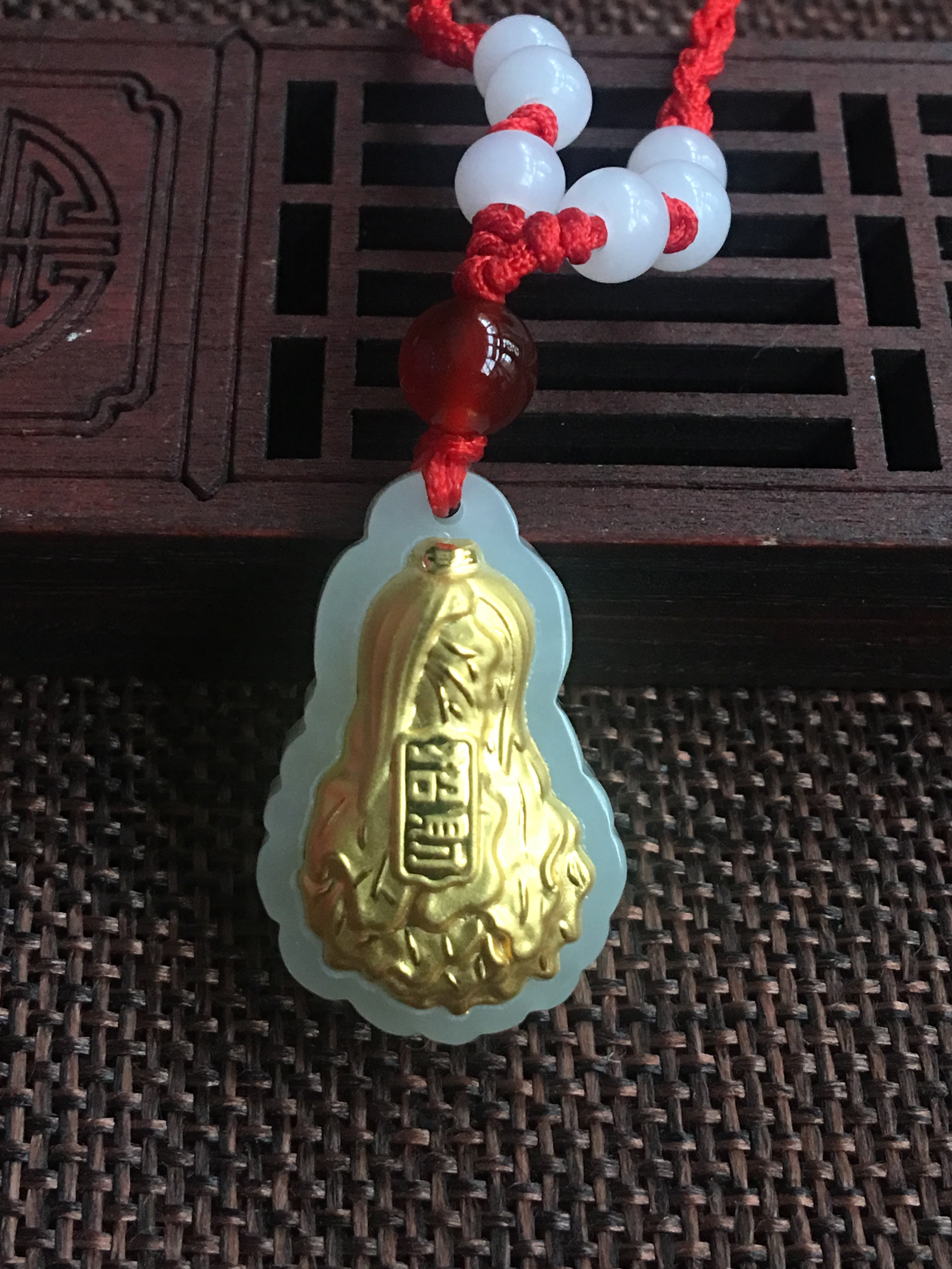 金镶玉白菜吊坠天然和田玉挂件足金玉石坠子男女款玉佩附证书