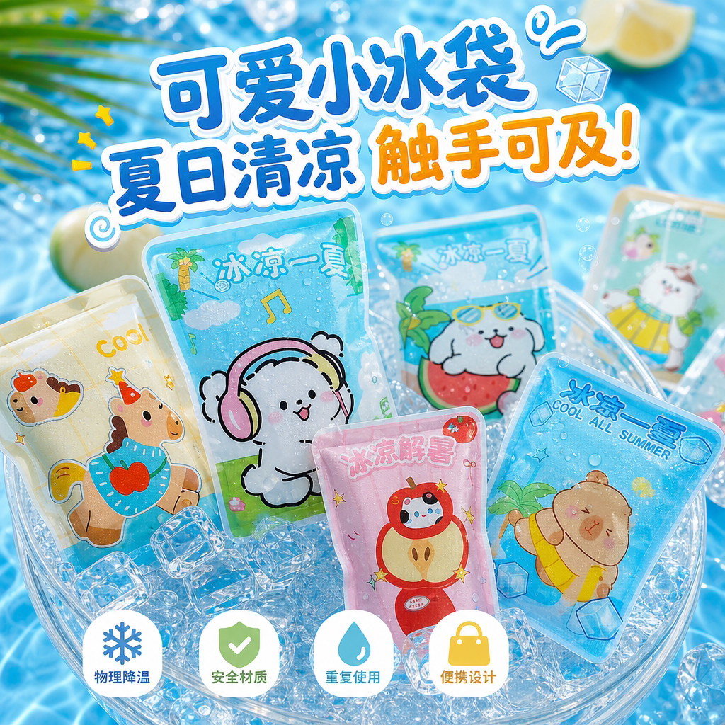 卡通冰袋学生夏季户外军训防中暑便携清凉敲敲乐降温袋可重复使用