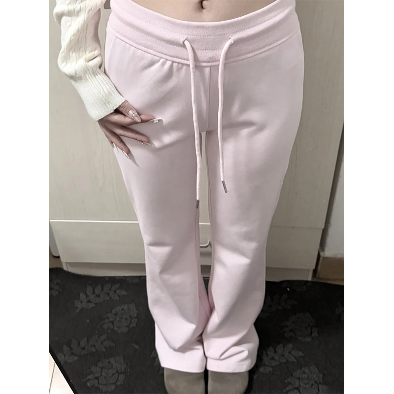 粉色微喇叭休闲裤女2024秋冬季新款加绒加厚高腰显瘦百搭阔腿卫裤,女装/女士精品,休闲裤,淘宝优惠券,粉丝福利购,淘宝优惠卷