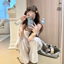 sunoneone 美式拼色宽松直筒休闲裤女夏韩版慵懒抽绳百搭运动裤子