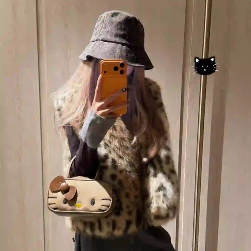 obliviate一忘皆空 豹子女士时髦俏皮渐变雪奶豹皮草马甲短外套潮