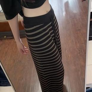 宋正恩松弛感条纹毛线裤暖暖慵懒舒适针织阔腿休闲长裤子女秋冬潮
