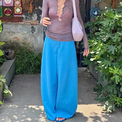 SUNONEONE慵懒风弯刀阔腿裤女秋新款设计感轻薄百搭松弛感休闲裤