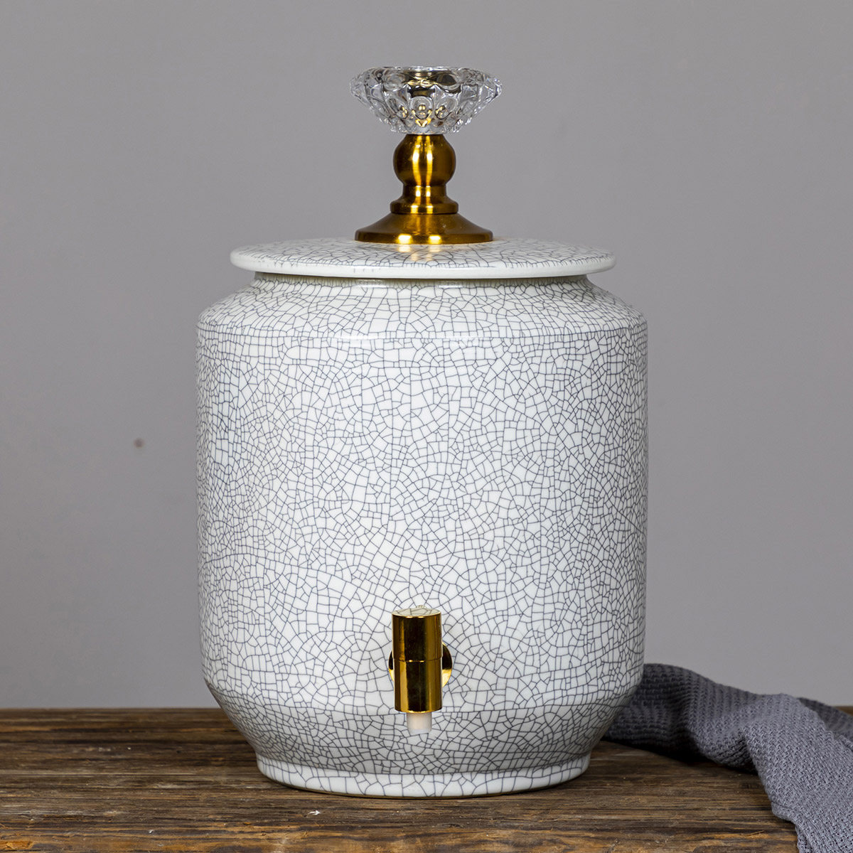 陶瓷冷水壶耐高温大容量凉开水壶家用陶瓷茶水壶果汁饮料桶带龙头