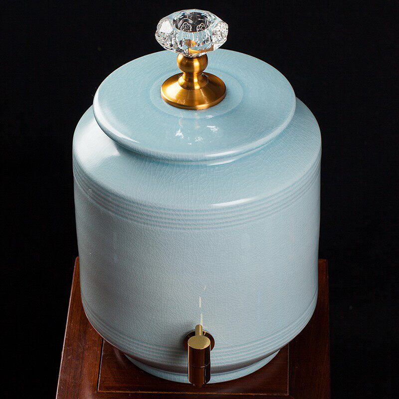 景德镇陶瓷水缸带龙头大号饮水机家用过滤纯净水桶储水罐泡茶水壶