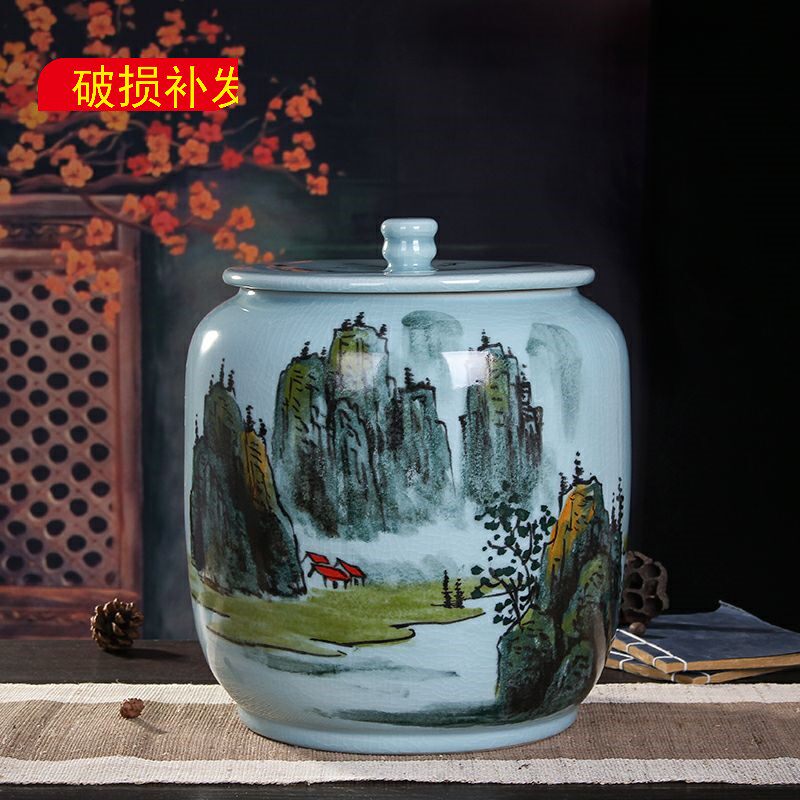 瓷器米桶家用20斤10kg装米缸加厚防潮防虫景德镇30斤15kg储米箱