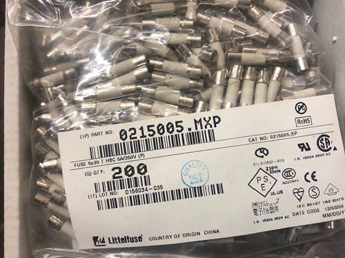 陶瓷保险丝 T5A T5AH250V 5x20 250V 慢熔0215005.MXP 原装