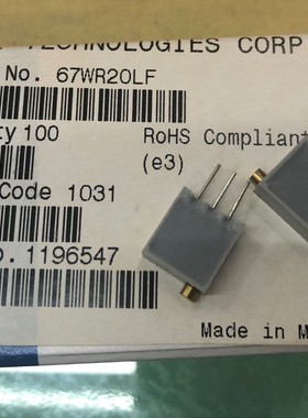 67WR20LF 20欧姆 精密微调多圈电位器 3296W 美国BI 原装进口