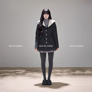 简约海军毛领设计气质保暖毛呢外套 冬季 RICHINCHEESE 晨雾新贵