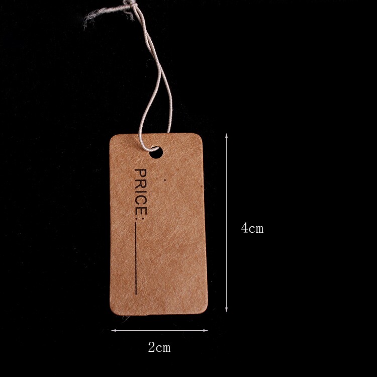 批发牛皮纸带弹力挂绳饰品吊牌商品价格标签 2*4cm100个一包