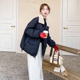 保暖超好看冬装 羊羔毛领棉服女2025新款 厚外套 韩版 300斤胖mm大码
