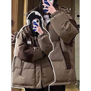 女装 新款 美式 夹棉外套女冬季 小众设计感连帽棉服上衣 工装 胖mm大码