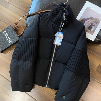 300斤大尺码女装瘦设计感针织拼接棉服胖mm简约百搭立领铺棉外套