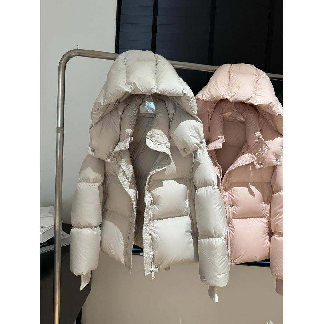 热门2025新冬季90白鹅羽绒服女子短加厚泡芙云小面包外套