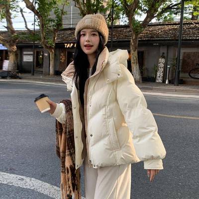 2025新款大码羽绒服女小个子短款宽松胖mm200斤学生外套好看黄色