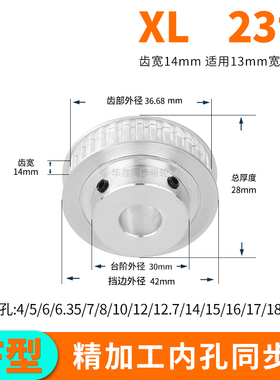 同步轮XL23齿宽14内孔6 8 10 12 14 15 16 18 19同步带轮套装定做