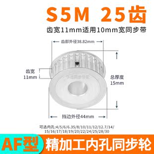 同步轮S5M25齿宽11内孔5 6 8 10 11 12 12 14 15套装定做同步带轮