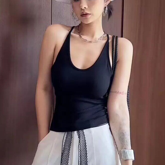 纯欲辣妹风挂脖吊带背心女2026夏季外穿美背蕾丝拼接露背上衣2805