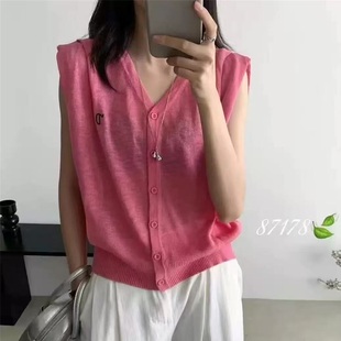 2025早秋新款 针织背心女欧洲站上衣潮87178 时尚 百搭V领高级感无袖