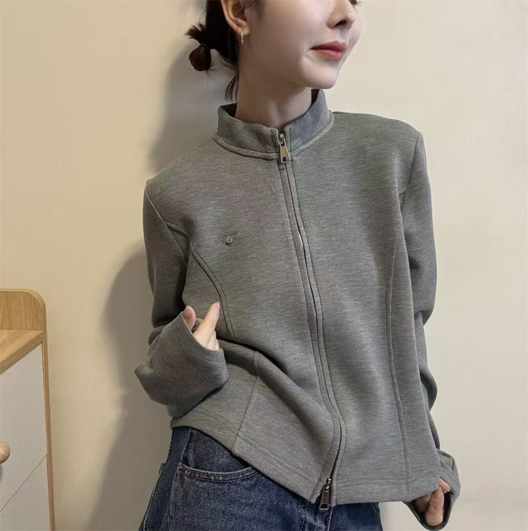 2026春季新款通勤风立领拉链短外套女显瘦百搭休闲开衫上衣31280