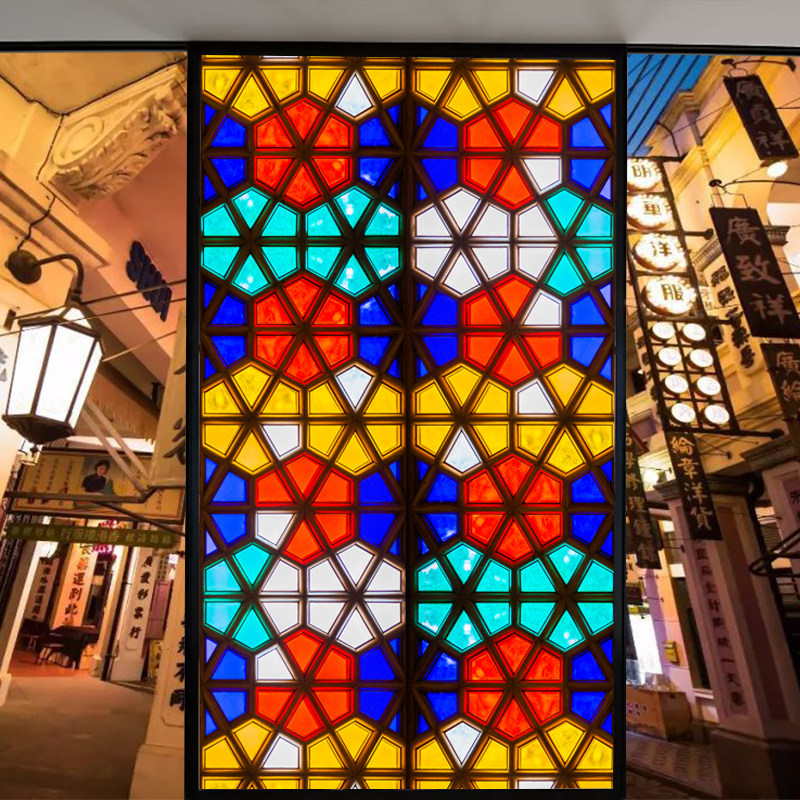 自粘透光不透明民国风玻璃贴纸复古玻璃阳台窗户贴纸彩色窗花贴