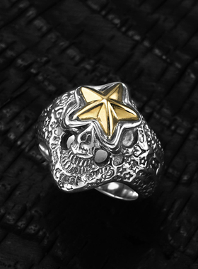 【预】BWL  40周年925银金星骷髅戒指 R484G/C