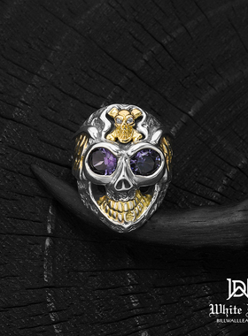 【预】BWL 鎏金宝石大骷髅戒指 R388GS/C