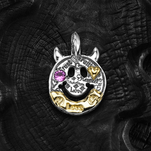 【预】BWL正品18K鎏金恶魔角涂鸦笑脸网红吊坠银饰C375GR/C