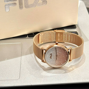 FILA斐乐手表女士学生时尚 简约编织钢带满天星6072石英腕表礼物