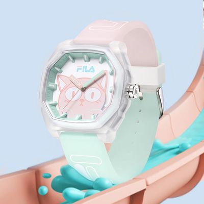 FILA斐乐手表学生女款初高中考试可爱猫腕表七夕生日开学送礼6548