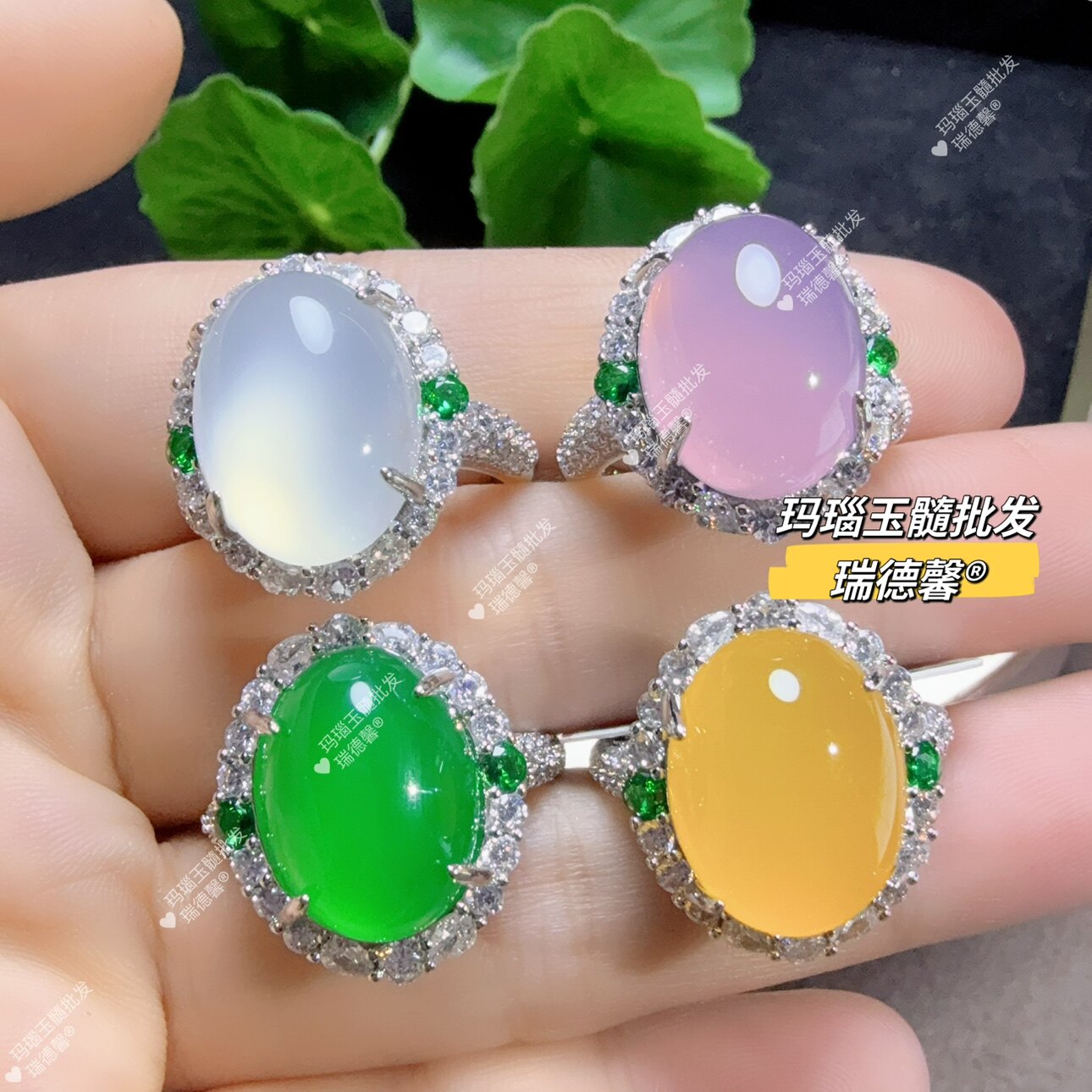 冰种帝王绿玉髓戒指玛瑙玉髓批发