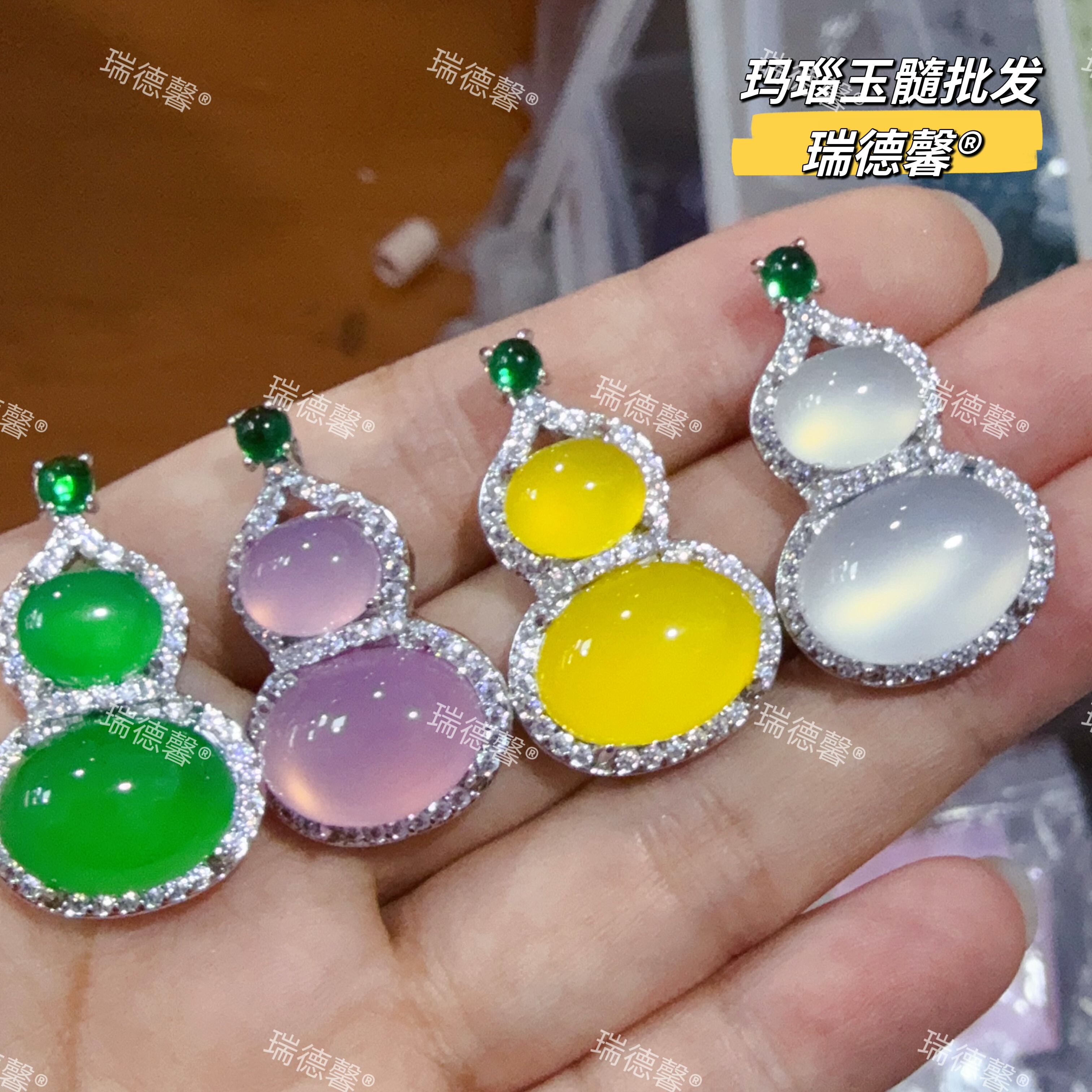 绿玉髓葫芦吊坠粉玛瑙项链批发
