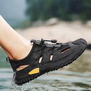 夏季 外穿运动包头洞洞镂空户外防滑溯溪梅溪登山涉水鞋 男款 雨凉鞋