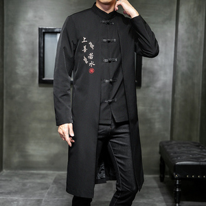 W基地风春装假两件风衣上善若水刺绣外套A032/1902/95控128