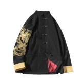 咖啡厅风春装金龙刺绣翻袖夹克外套A032/1601/100控128，男装夹克，电商A032