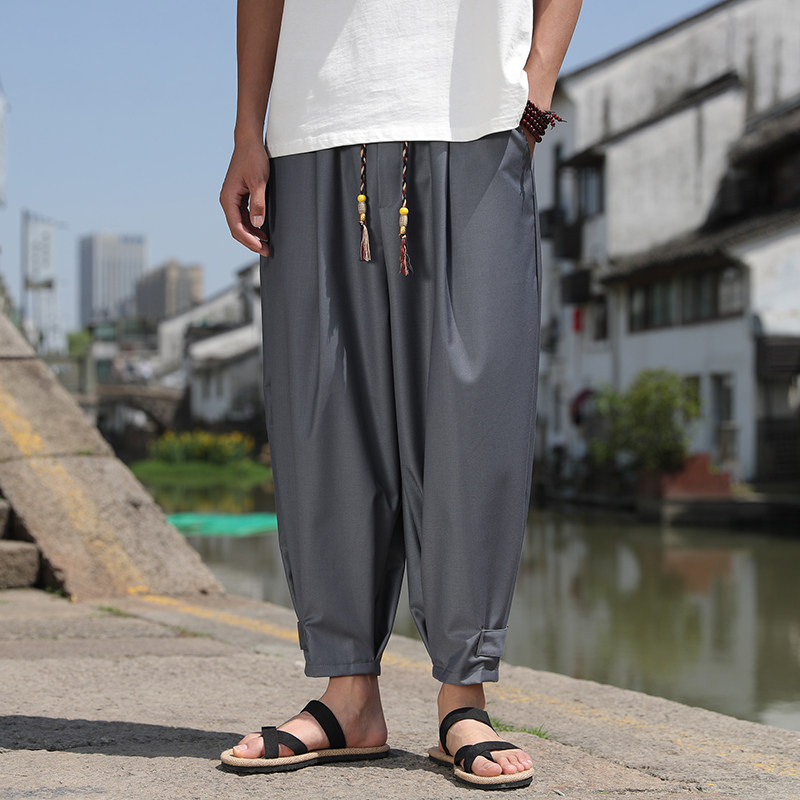 西兴桥边灰色 2024新款风男士大码休闲九分裤薄A032/K2305/55图片